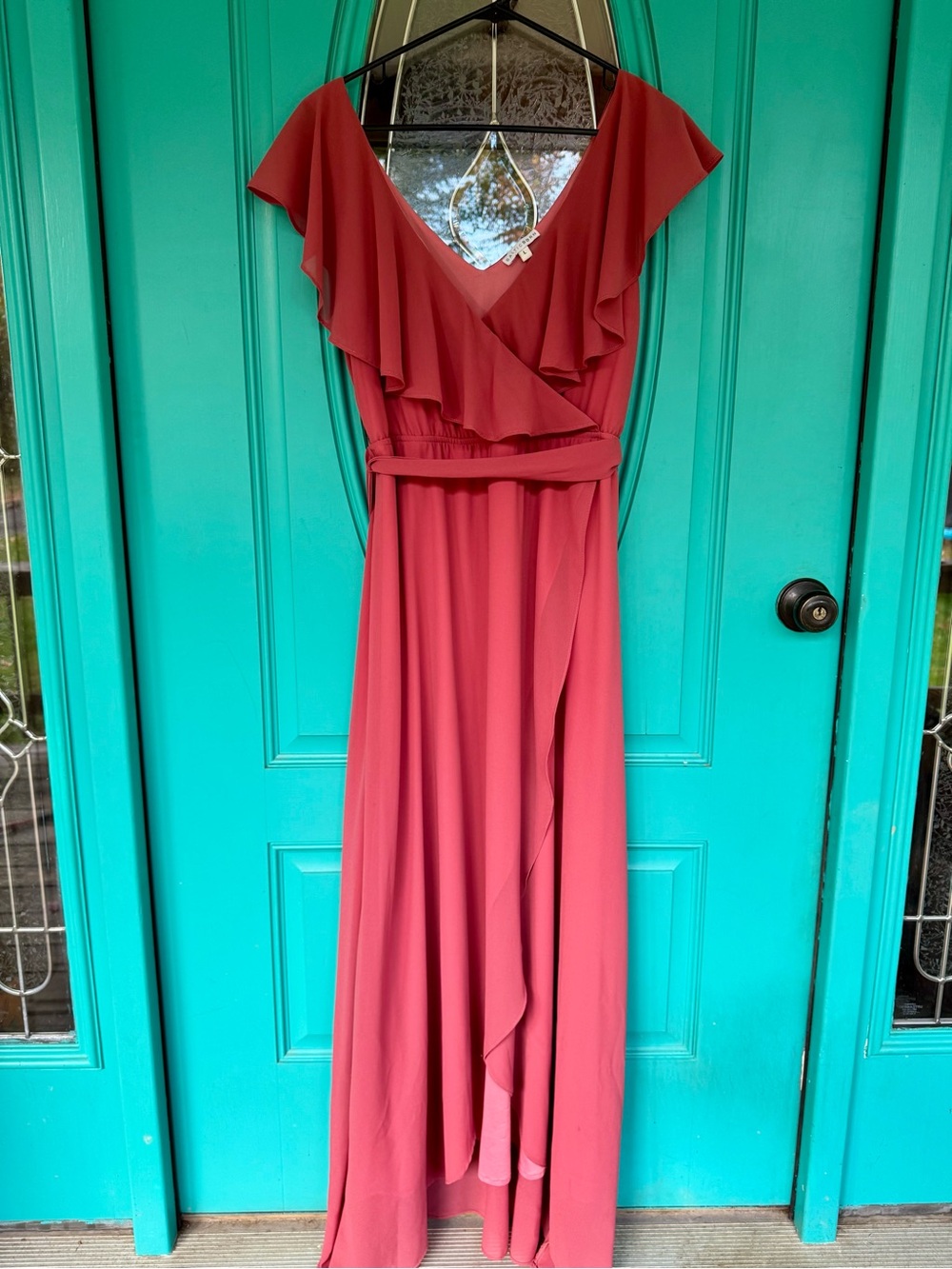Baltic Born Katya Ruffle Wrap Maxi Dress in Dusty Rose